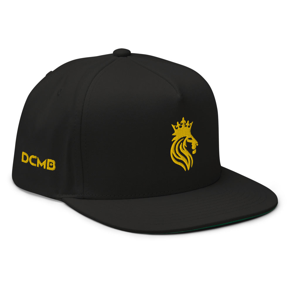 THE CROWDED LION Flat Bill Cap Gold on Black