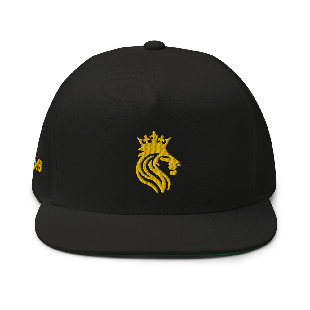THE CROWDED LION Flat Bill Cap Gold on Black