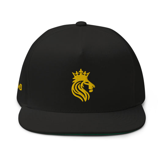 THE CROWDED LION Flat Bill Cap Gold on Black