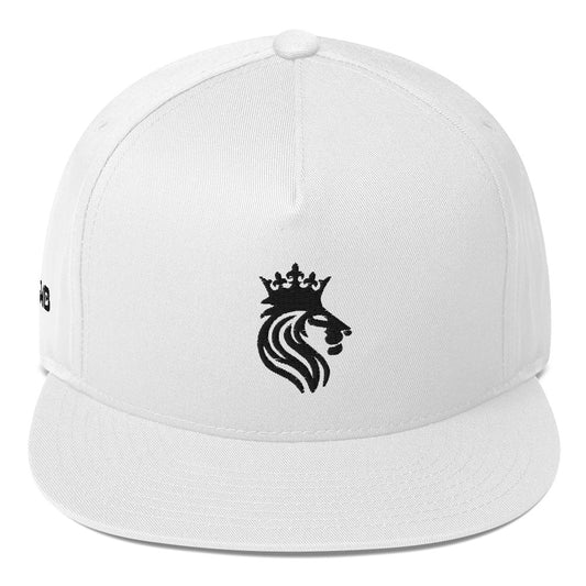 THE CROWDED LION Flat Bill Cap Black on White