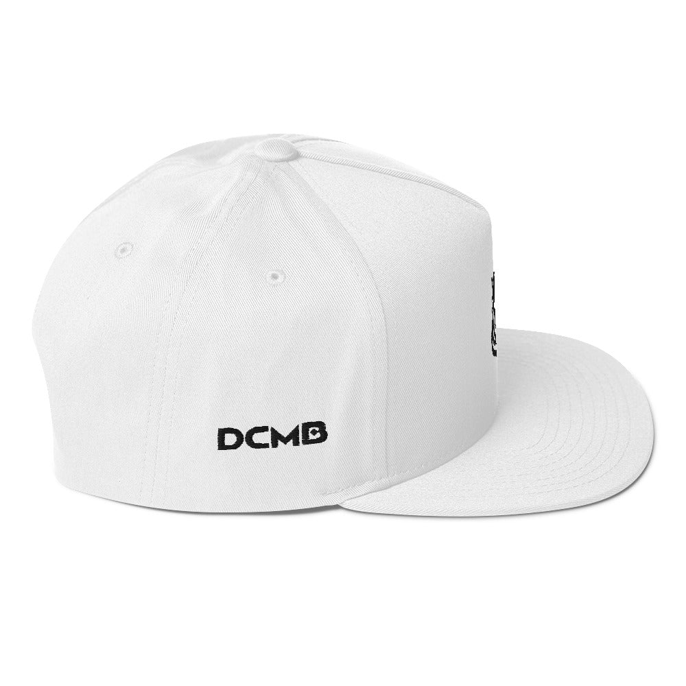 THE CROWDED LION Flat Bill Cap Black on White