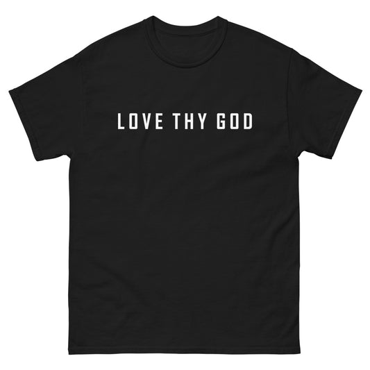 DCMB LOVE THY GOD Men's heavyweight tee White on Black